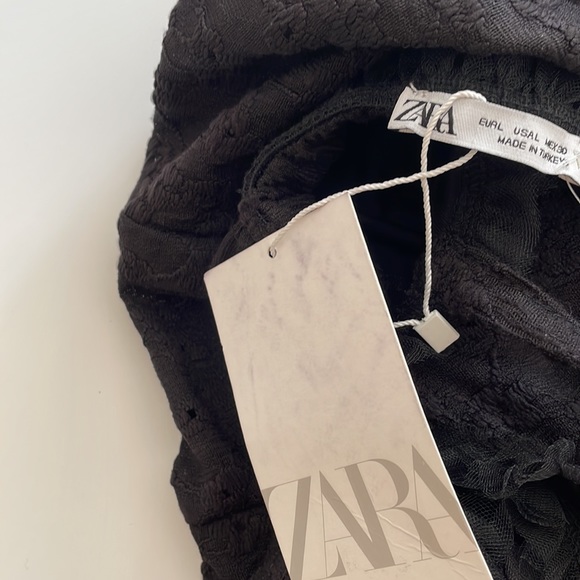 NWT Zara Black Lace Trip Lace Up Crop top in size L - Picture 4 of 6